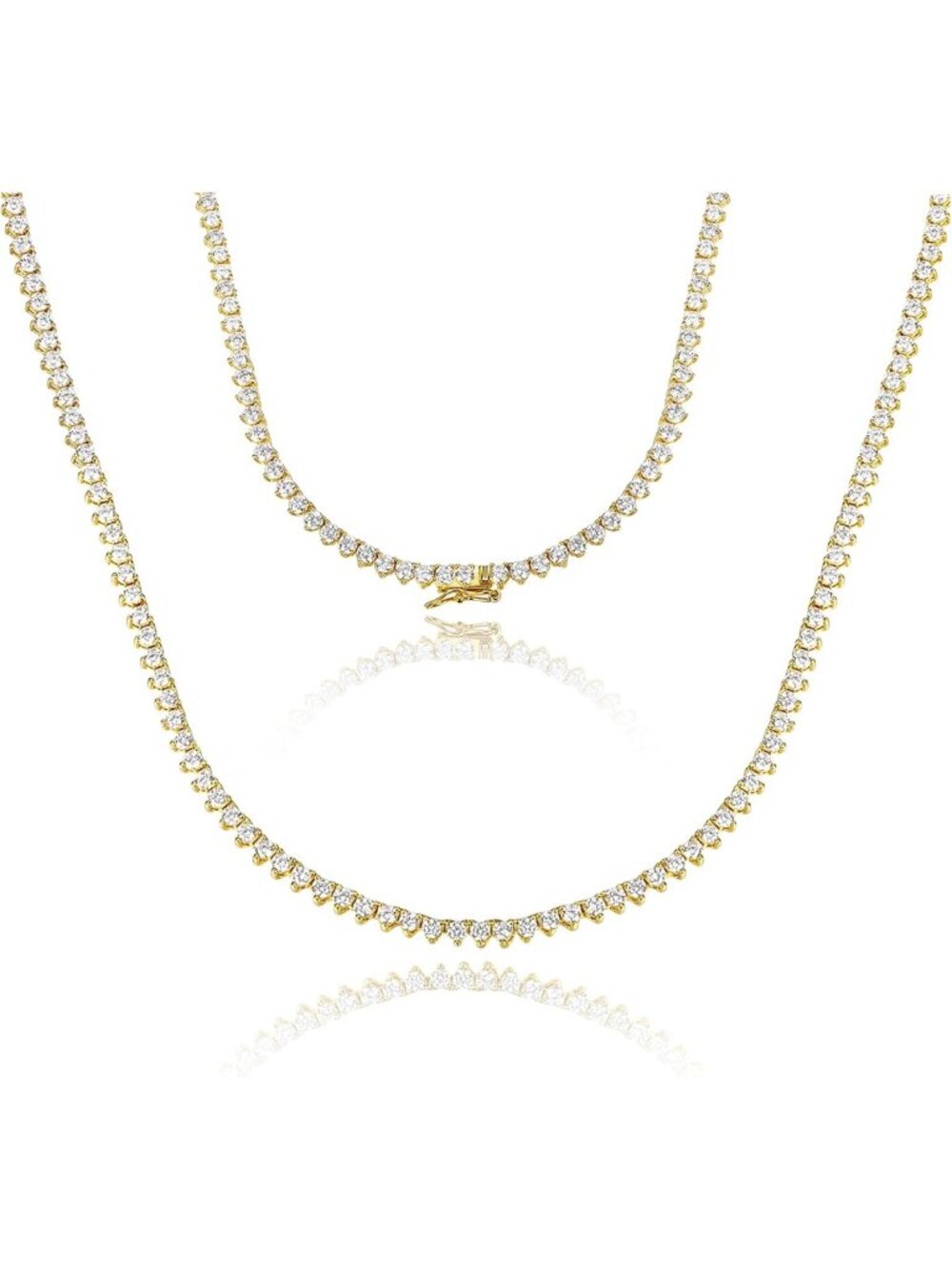 Elegant 2mm Tennis Necklace for Women & Men - Gold Plated Cubic Zirconia Chain